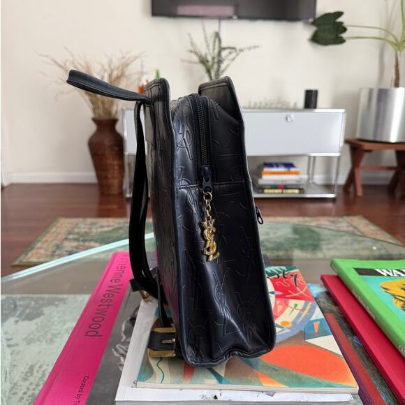 Yves Saint Laurent YSL Vintage Navy Blue Leather Backpack